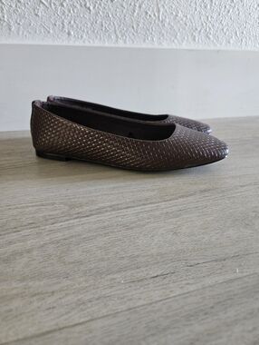 Aldo Brown Woven Semi Square Toe Flats Size 5.5